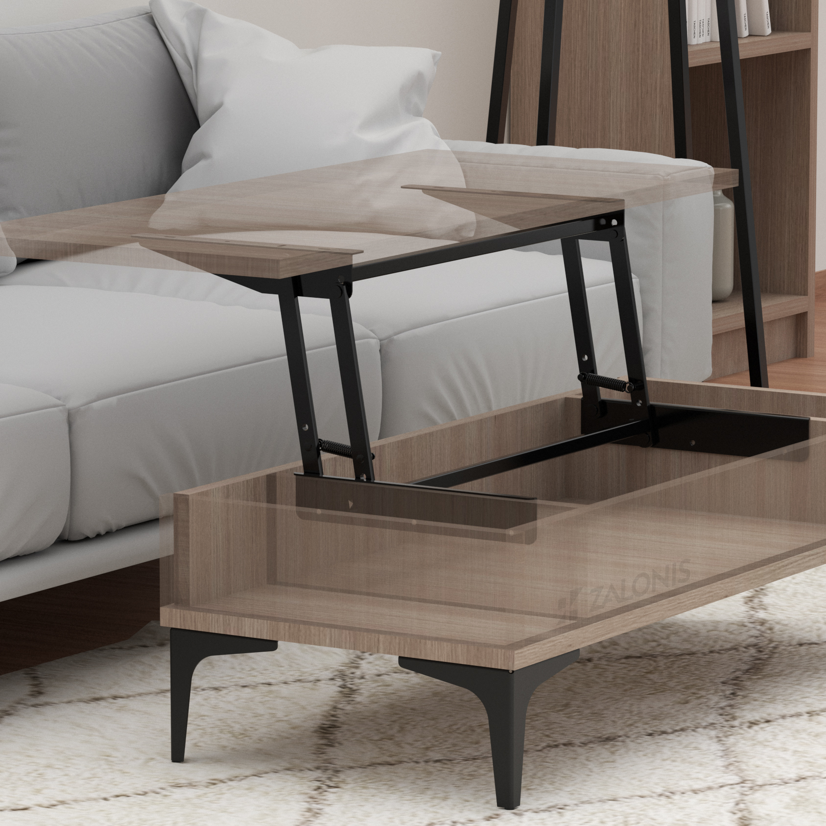 COFFEE TABLE DESK LIFT UP MECHANISM / BLACK COFFEE TABLE DESK LIFT UP MECHANISM / BLACK