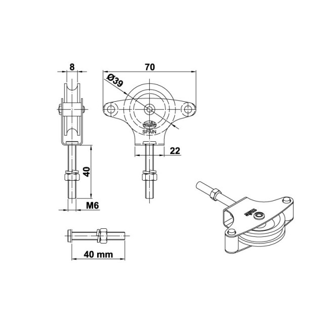 CLOTHESLINE PULLEY