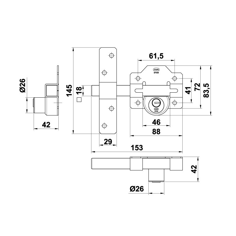 SECURITY BOLT LOCK / GOLD  BARREL BOLTS