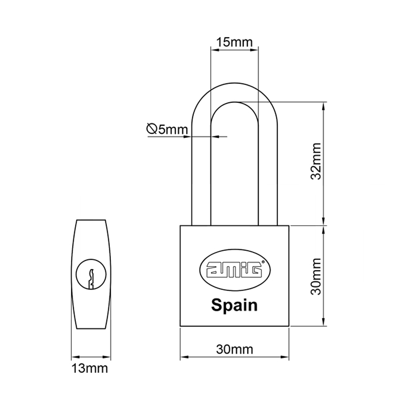 PADLOCK LONG SHACKLE 30mm NIZA CHROME