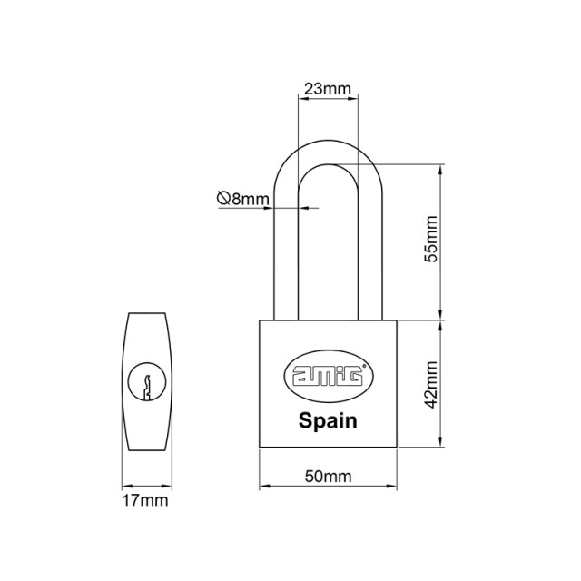 PADLOCK LONG SHACKLE 50mm NIZA CHROME