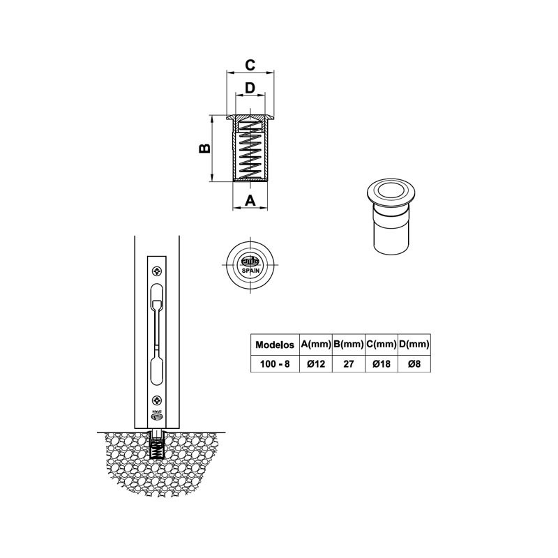 GROUND PLUG FOR BARREL LATCH LOCK / SMALL