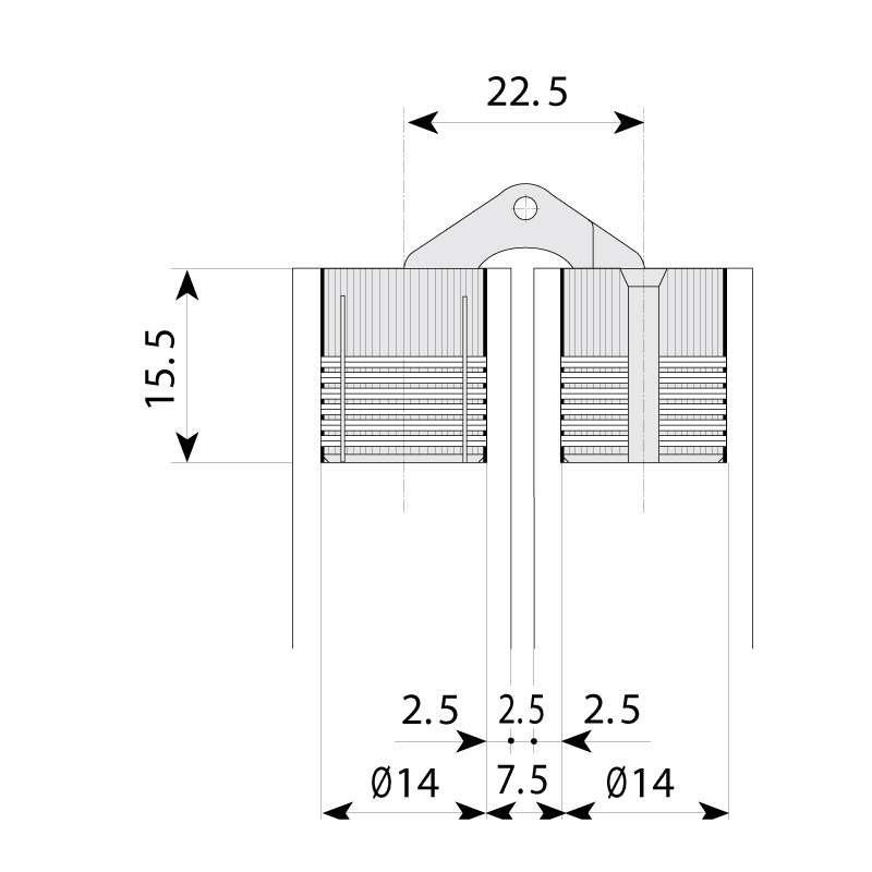 HIDDEN BARREL HINGE  D.14 mm / MATT GOLD