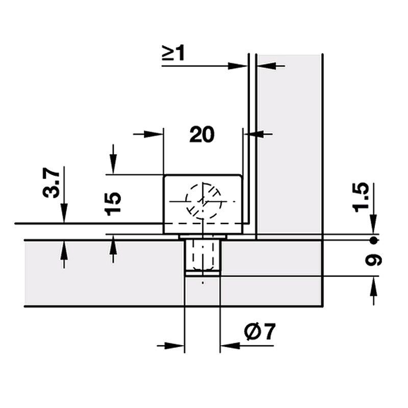 GLASS PIVOT HINGE 20mm / MAT BLACK