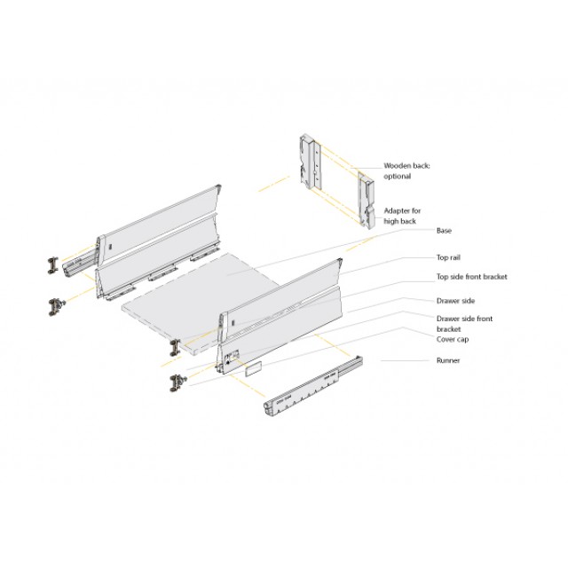METAL BOX SOFT CLOSING DRAWER - HEIGHT 20