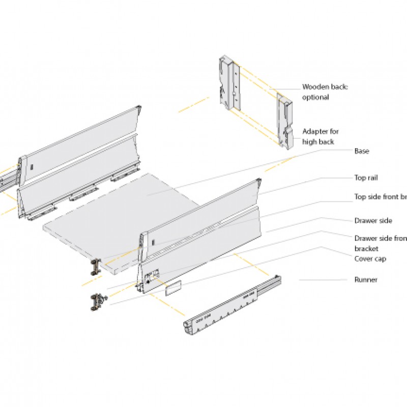 METAL BOX SOFT CLOSING DRAWER - HEIGHT 20
