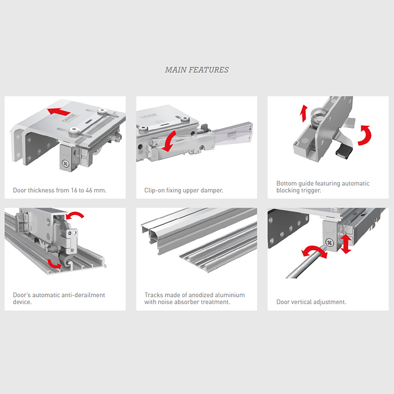 SOFT CLOSING SLIDING SYSTEM FOR 3 DOORS SLIDING SYSTEM m.213 - 80kg