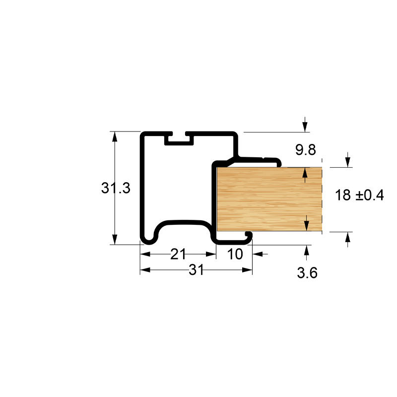 J6 HANDLE SET FOR A DOOR 18mm - 259 CABINET SLIDING DOORS m.006 / 50kg