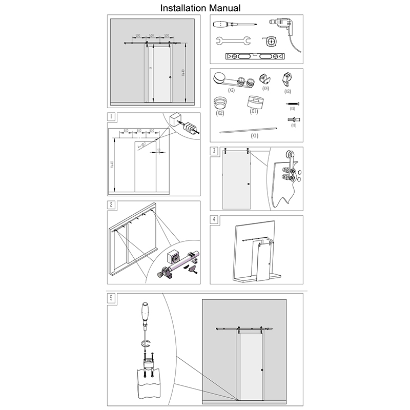 D.25 STAINLESS STEEL MODERN GLASS DOOR RAIL 200cm  BARN DOOR AND HARDWARE
