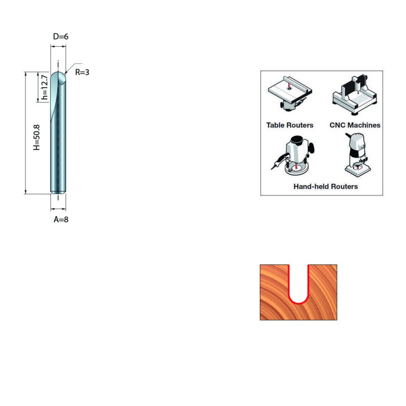 ROUND NOSE BIT D.8 / 6mm