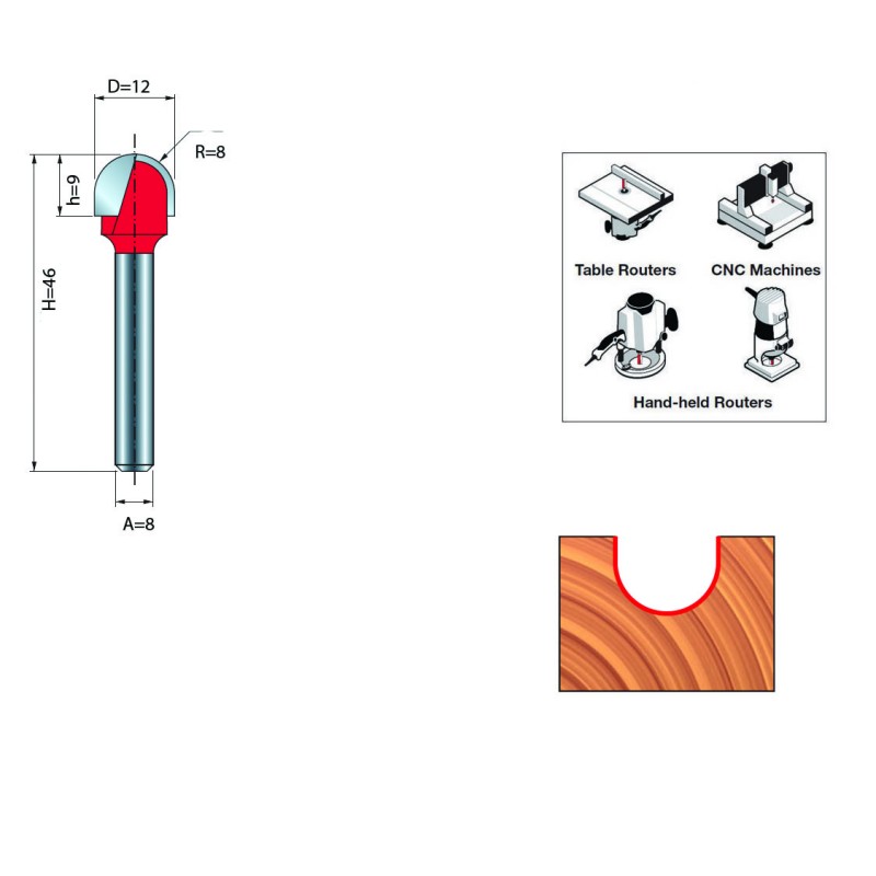ROUND NOSE BIT D.8 / 12mm