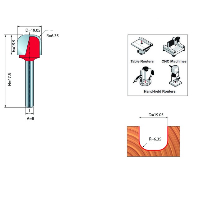 WOOD BALL BIT D.8 / 19,05mm