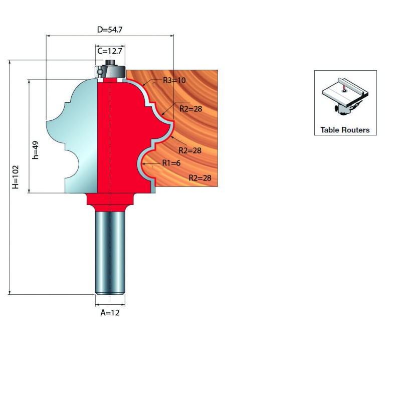 MULTI-PROFILE BIT CHUCK D.12 / 54.7x49mm