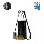 ROUND BLACK SILVER BUCKET FIREPLACE TOOLS