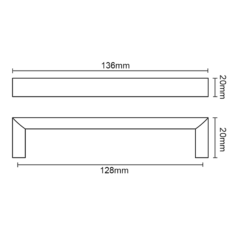 M3005SQUARE FURNITURE HANDLE /  MAT NICKEL MODERN COLLECTION
