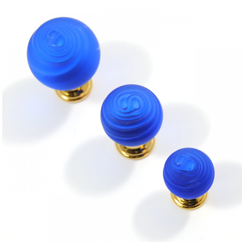 24K ROSELLINA FURNITURE KNOB / BLUE  MURANO COLLECTION