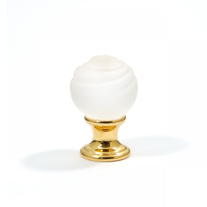 24K ROSELLINA FURNITURE KNOB / WHITE MURANO COLLECTION