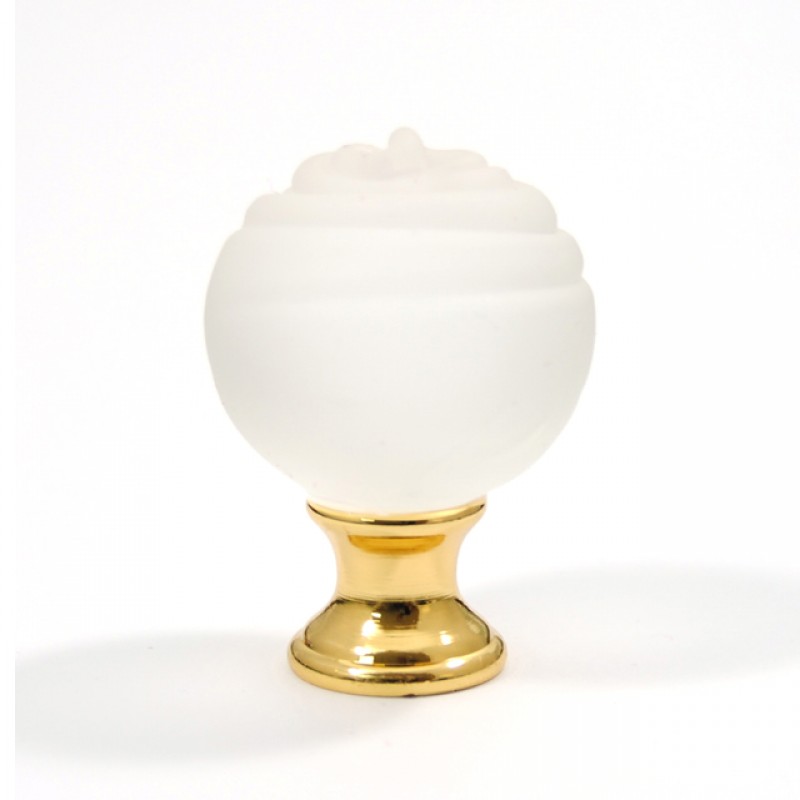 24K ROSELLINA FURNITURE KNOB / WHITE MURANO COLLECTION
