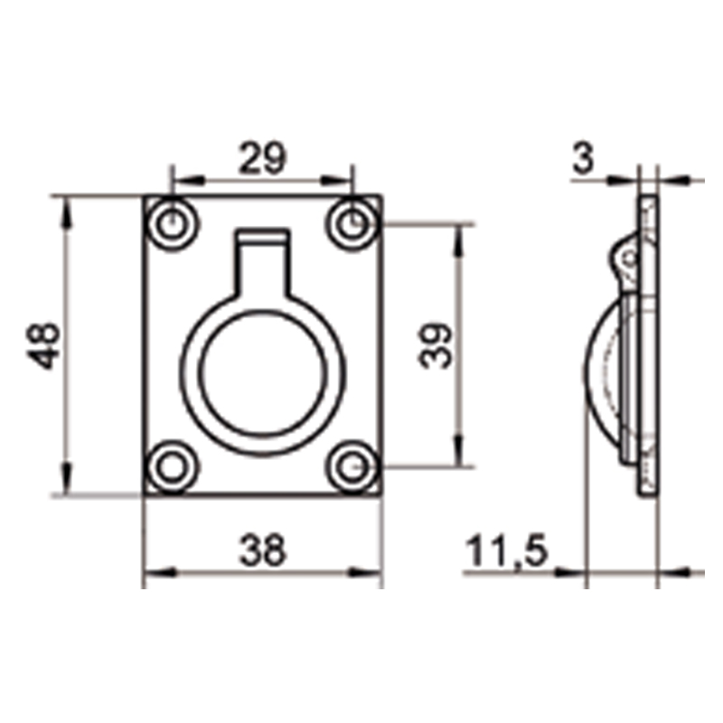 RECESSED STAINLESS STEEL RING PULL FOR HIDDEN DOOR DOOR INSET HANDLES-PULLS
