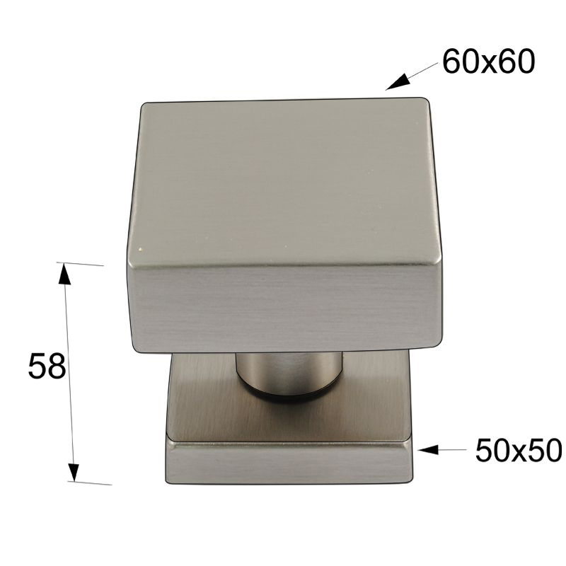 SQUARE DOOR KNOB / MAT NICKEL