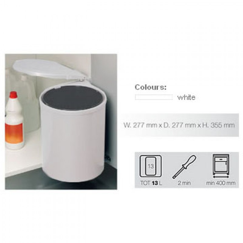 SWING OUT BIN WHITE ROMANGA ITALY / 13 Ltr