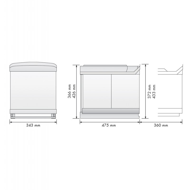 BUILD-IN SLIDING BIN, 45 CABINET / AUTOMATED BUILD-IN SLIDING BINS