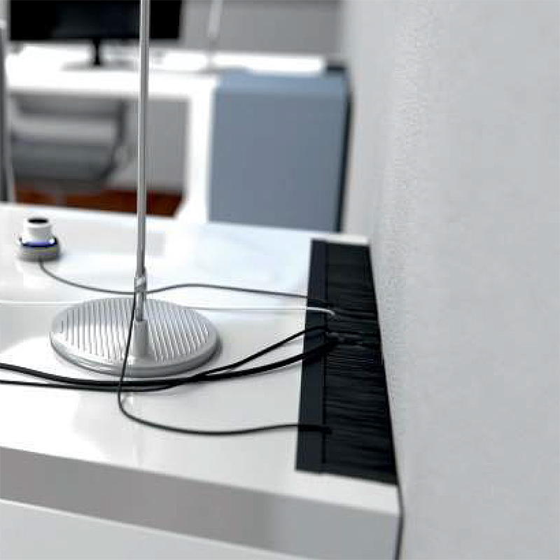 CABLE OUTLET WITH BLACK BRUSH FOR TV FURNITURE