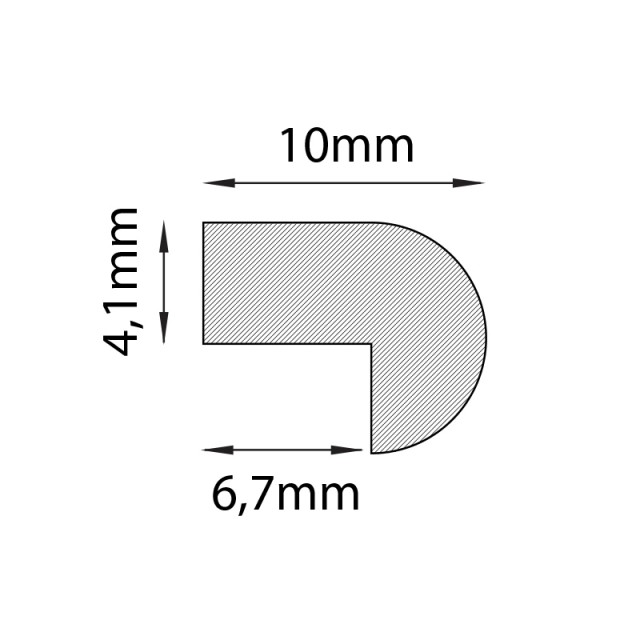 WHITE ADHESIVE PLASTIC BACK PROFILE 6,2mm