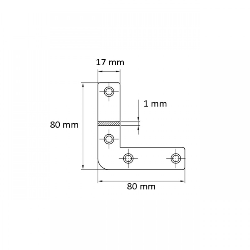 L-SHAPE FLAT BRACKETS 80mm GALVANIZED L-SHAPE FLAT BRACKETS