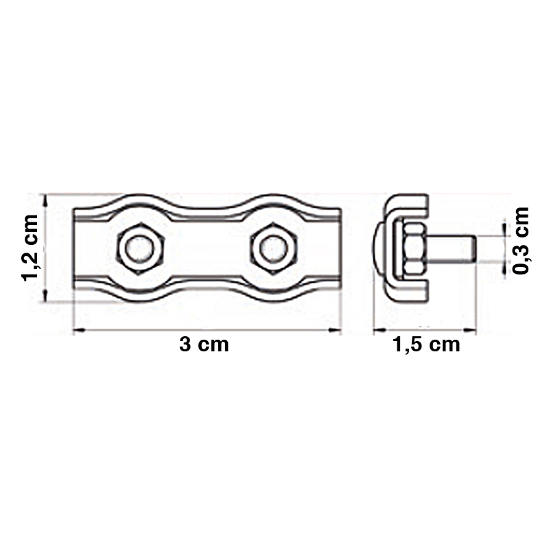 DUPLEX WIRE ROPE CLIPS / INOX 316 WIRE ROPE SHELF SYSTEM