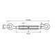 TYPE C TURNBUCKLES EYE/HOOK, OPEN BODY / INOX 316 WIRE ROPE SHELF SYSTEM