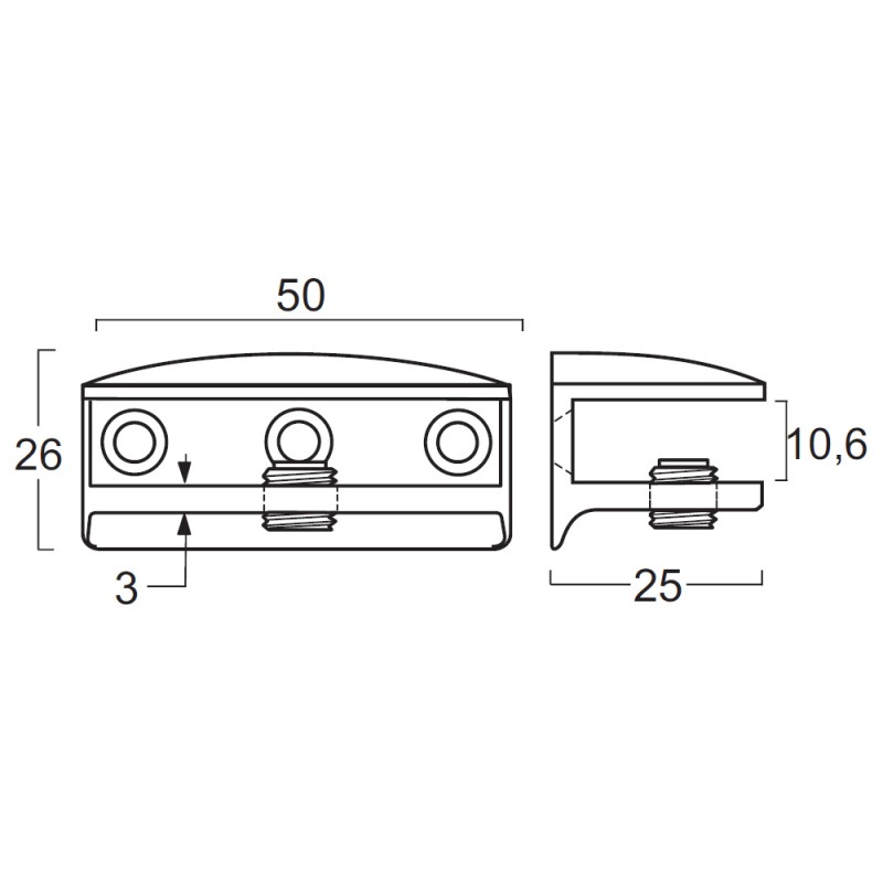 GLASS SUPPORT LITE BIG ΖΑΜΑΚ 8-10 mm ALU. MAT GLASS SHELF SUPPORTS