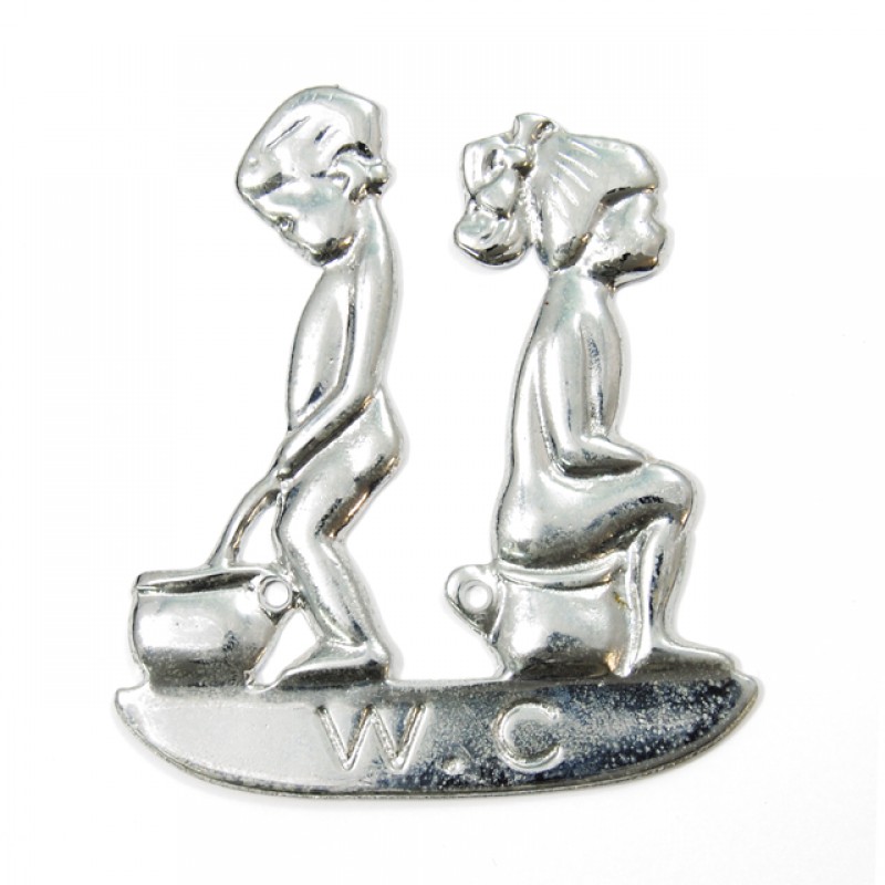 WC DOOR DECORATIVE BOY-GIRL CHROME BRASS W.C. SIGNS