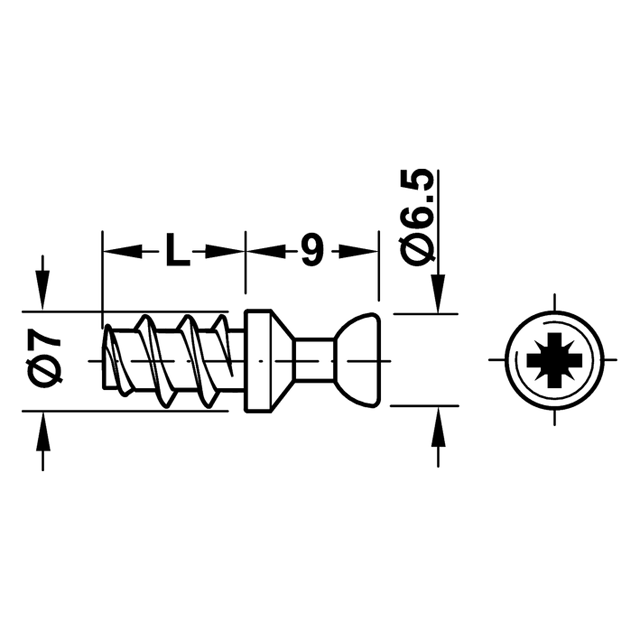 PLASTIC SHELF CONNECTOR BOLT / D.5 L.7,5