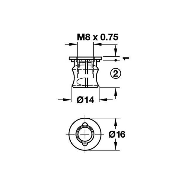 CONNECTOR HOUSING WITH RIM / M8 - 25mm