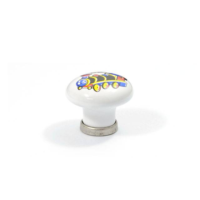 KID WHITE PORCELAIN TRAIN KNOB - ARGENTO BASE