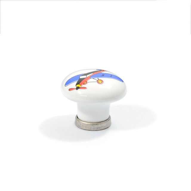 KID WHITE PORCELAIN AIRPLANE KNOB - ARGENTO BASE
