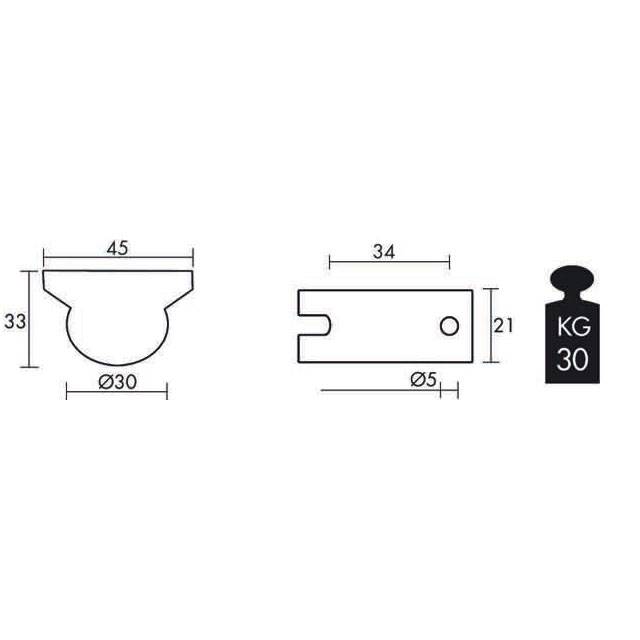 THERMOPLASTIC RUBBER WHEEL CVL D.30
