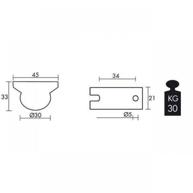 THERMOPLASTIC RUBBER WHEEL CVL D.30