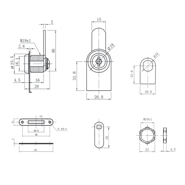 GLASS DOOR LOCK / WITH HOLE / SINGLE LEAF DOOR