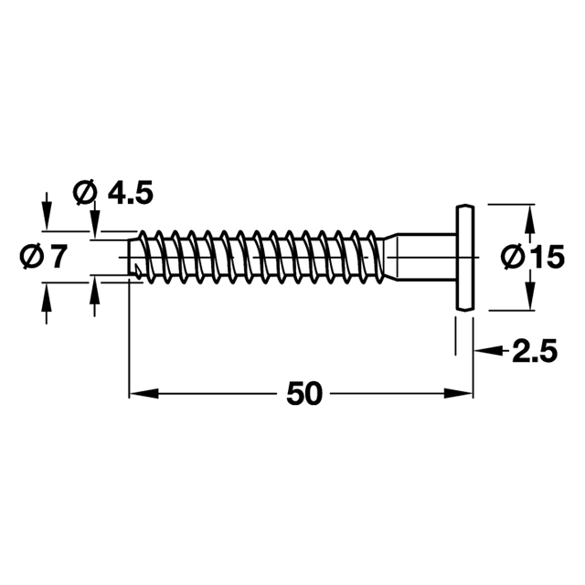 FURNITURE CONFIRMAT SCREW ALLEN FLAT HEAD 7,0x50mm / GALVANIZED