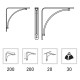 SHELF BRACKET 1461 / 200mm / MAT CHROME DECORATIVE SHELF BRACKETS