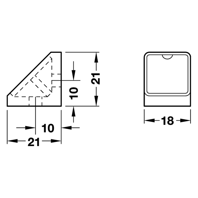 BACK BOARD CORNER CONNECTOR 18mm BROWN