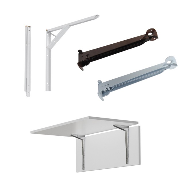 FOLDING SELF BRACKET WITH ERGONOMIC HANDLE 30-40-50cm/75-80kg WHITE