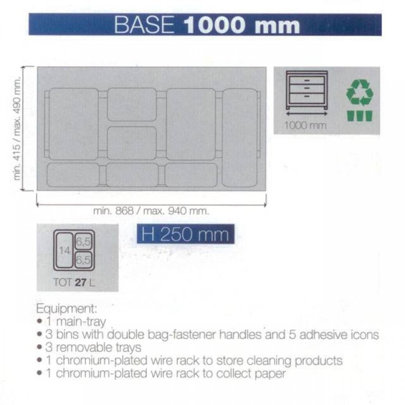 DRAWER BIN SET / CABINET 100cm