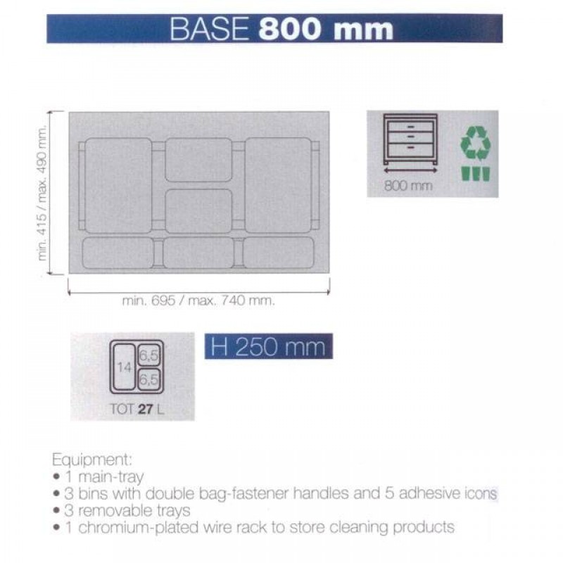 DRAWER BIN SET / CABINET 80cm