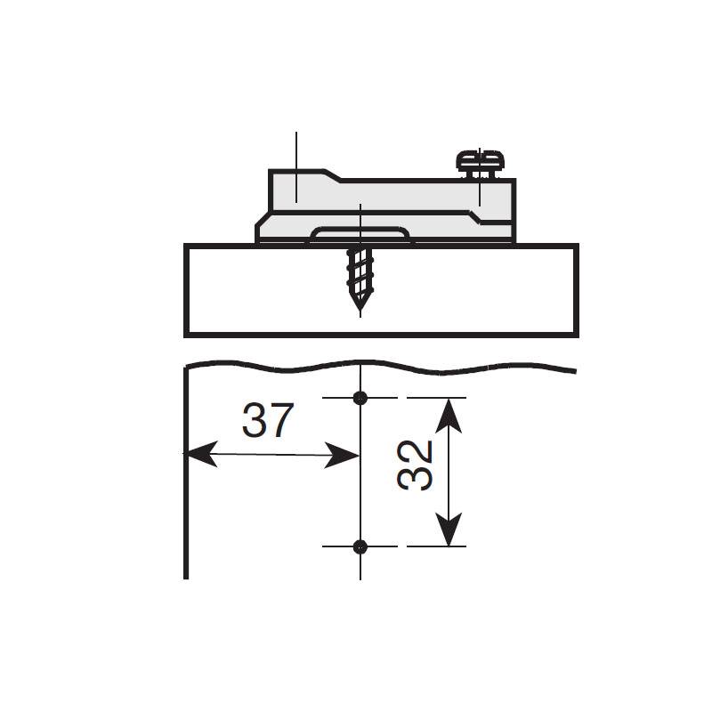 MOUNTING PLATE INDAUX B' 0mm D.35 INDAUX B HINGES