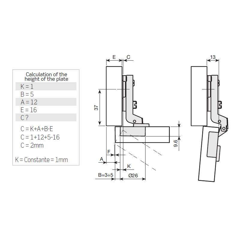 D.26 INDAUX MINI HINGE / HALF OVERLAY D.26 INDAUX MINI HINGES