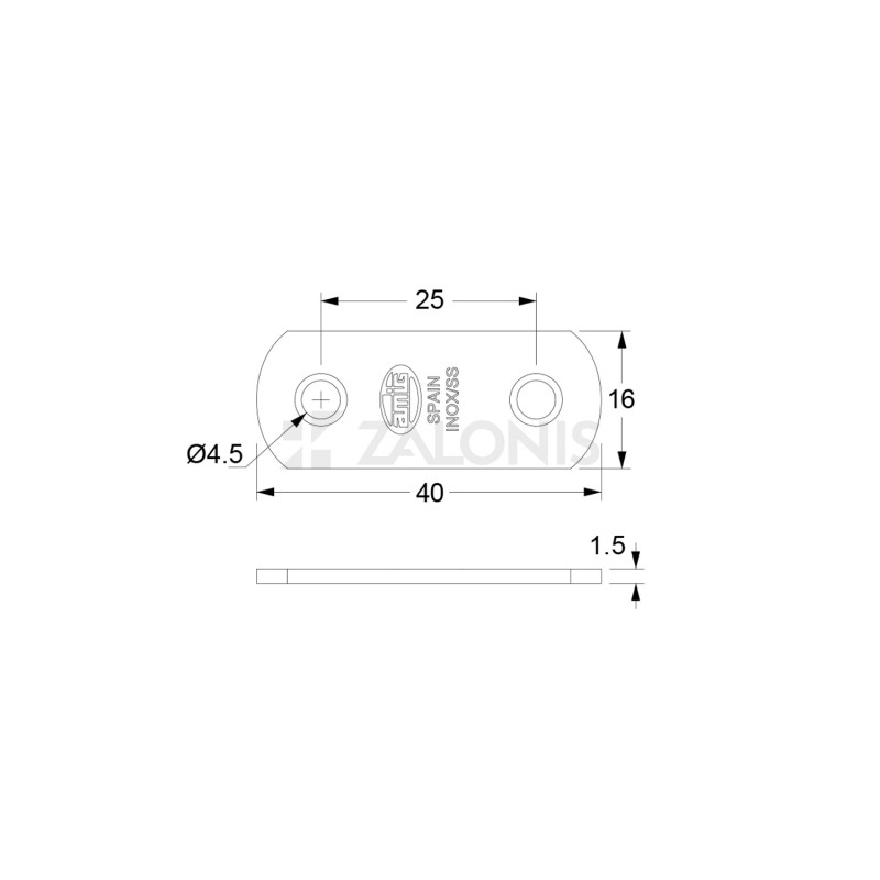 ΑΝΟΞΕΙΔΩΤΟ ΛΑΜΑΚΙ m.274 / 40x16x1.5