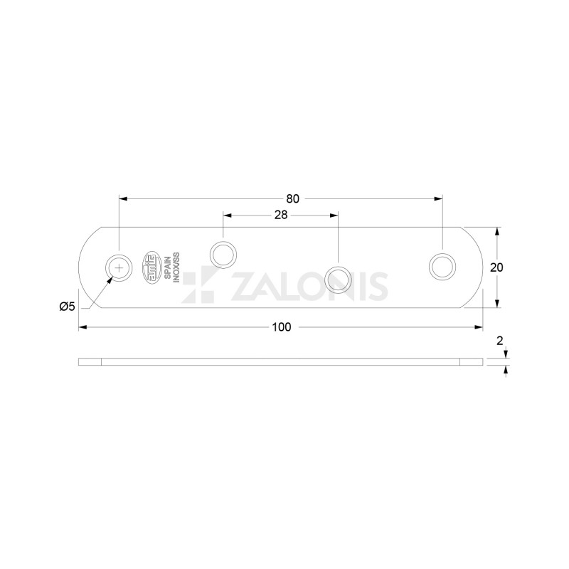 ΑΝΟΞΕΙΔΩΤΟ ΛΑΜΑΚΙ m.274 / 100x20x2